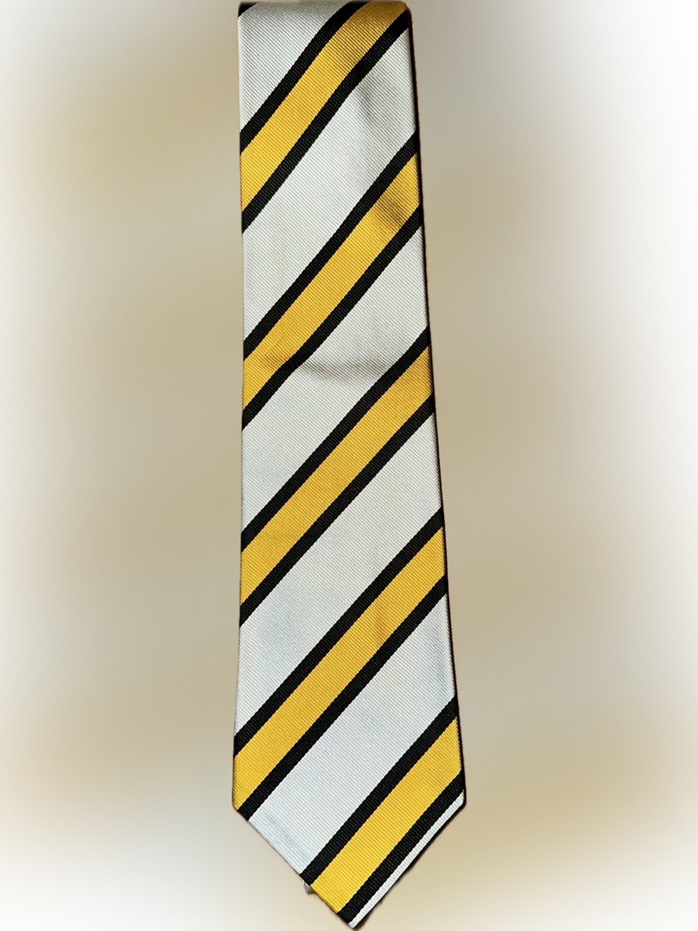 Club Room Silk Yellow, White & Black Diagonal Stripe Tie